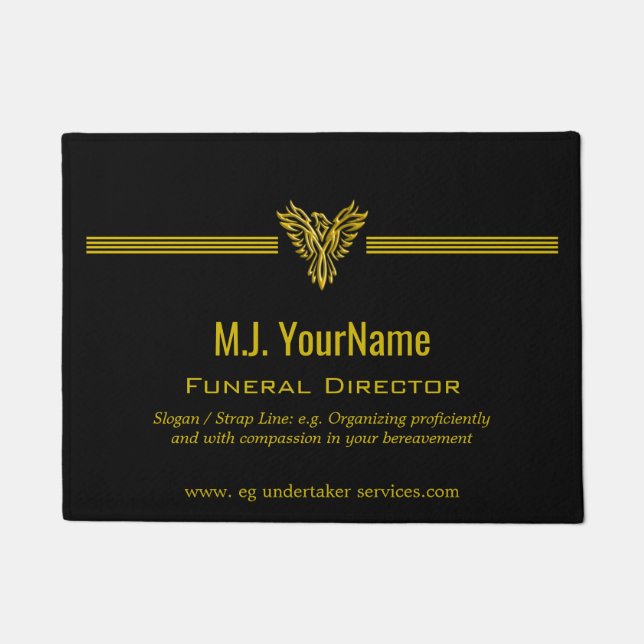 Funeral Director gold stripes and rising phoenix Doormat (Front)