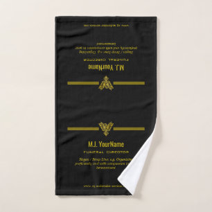 Funeral Director gold stripes and rising phoenix Hand Towel