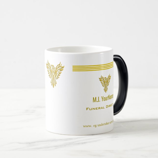 Funeral Director gold stripes and rising phoenix Magic Mug (Front Right)