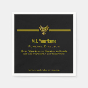 Funeral Director gold stripes and rising phoenix Napkin
