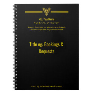 Funeral Director gold stripes and rising phoenix Notebook