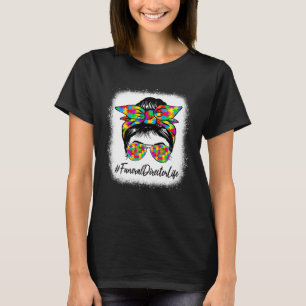 Funeral Director Messy Bun Supporting Autism Aware T-Shirt