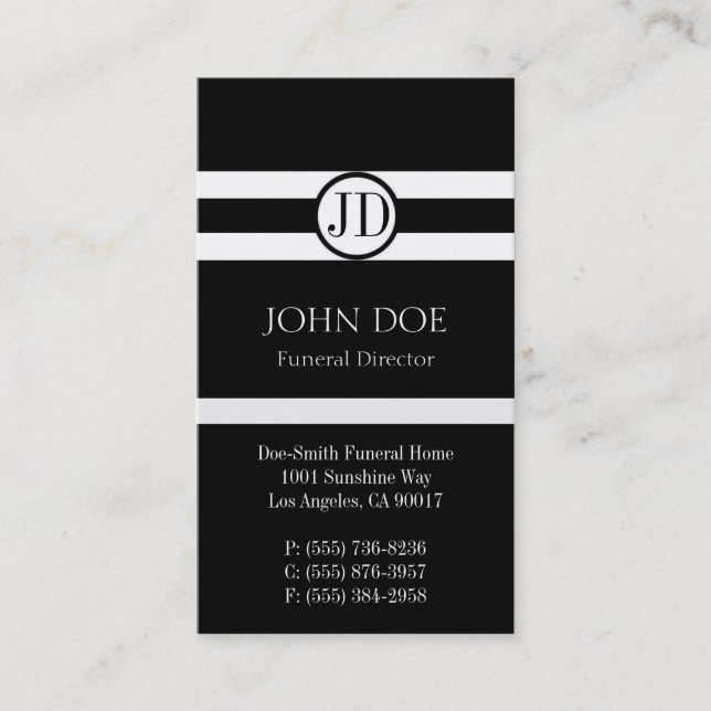 Funeral Director Pendant Black Business Card (Front)