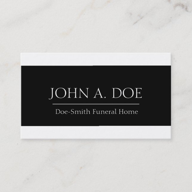 Funeral Director White/Black Banner Business Card (Front)