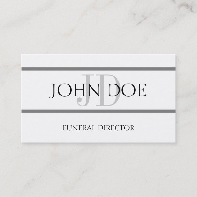Funeral Director White/Grey Stripe Business Card (Front)