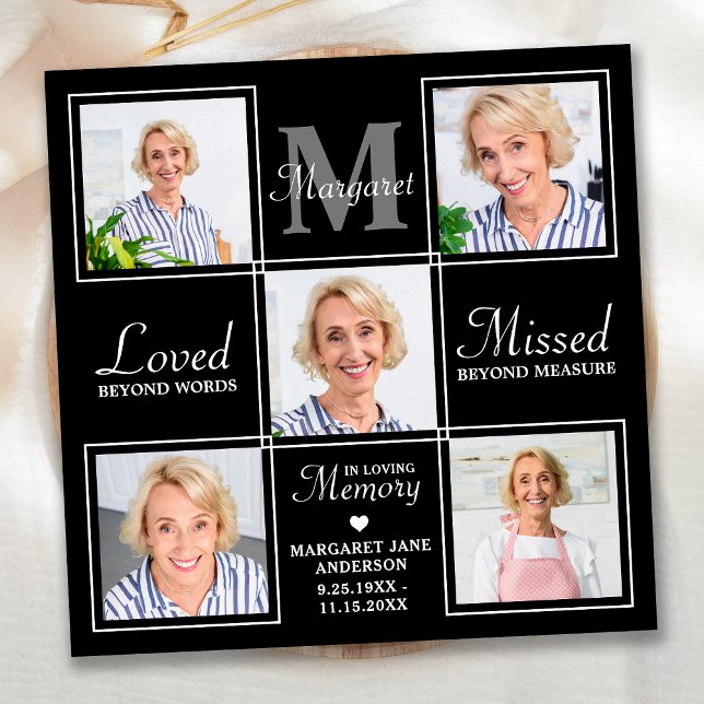 Funeral Elegant Photo Collage Memorial Sympathy Thank You Card (Creator Uploaded)