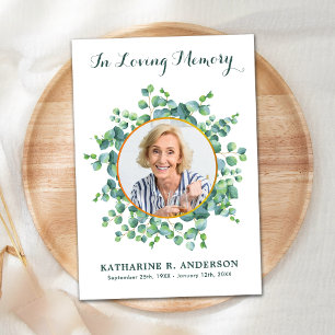 Funeral Eucalyptus Memorial Photo Sympathy  Thank You Card