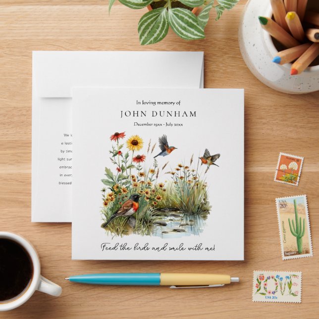 Funeral Favor Custom Memorial Bird Seed Packet  Envelope (Desk)