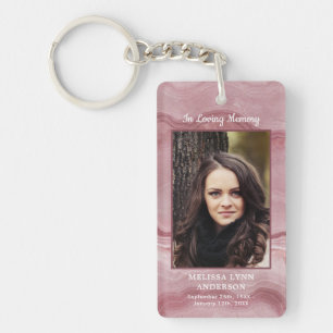 Funeral Favour Rose Quartz Photo Memorial Prayer Key Ring