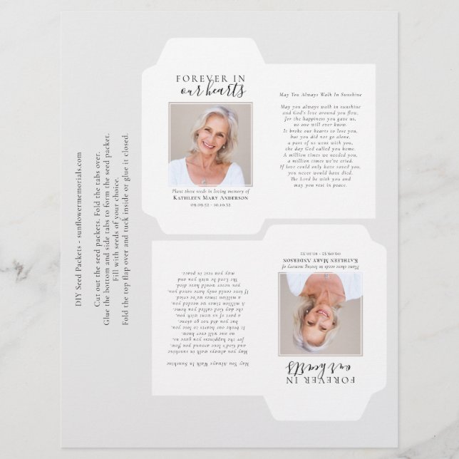 Funeral Favour Seed Packet DIY Template (Front)