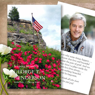 Funeral Flag & Flowers Prayer Sympathy Cards