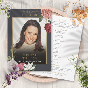 Funeral Floral Photo Order Of Service Program