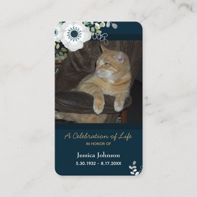 Funeral Floral Pray Card with One Photo Option (Front)