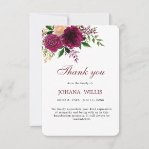  Funeral Floral Purple Memorial Thank You Card
