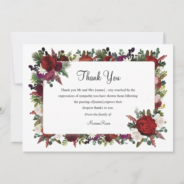 Funeral Floral Thank You Card (Front)