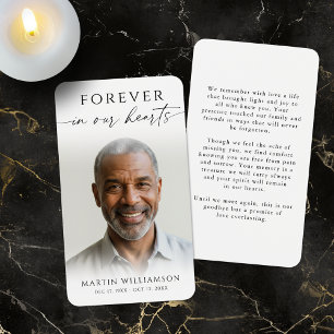 Funeral Forever Hearts Photo Minimal Prayer Card