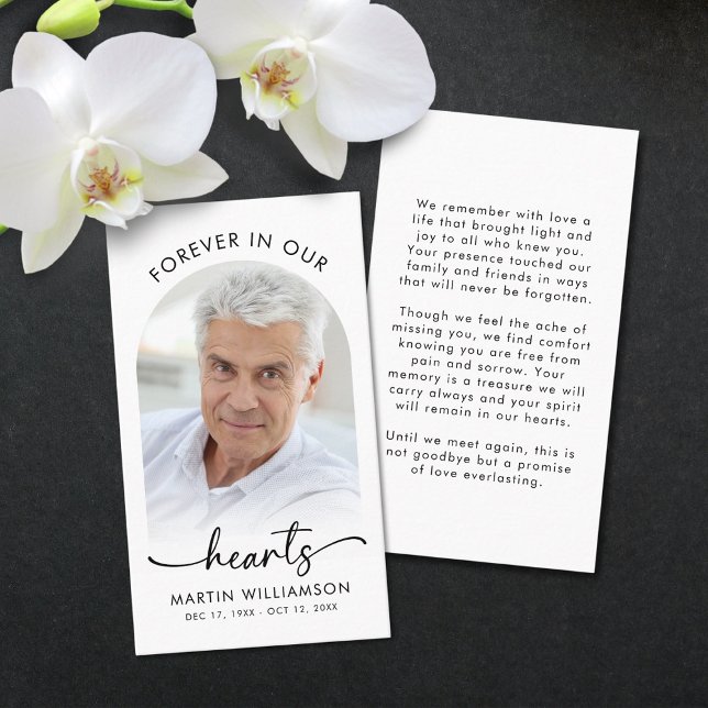 Funeral Forever Hearts Photo Script Prayer Cards (Creator Uploaded)