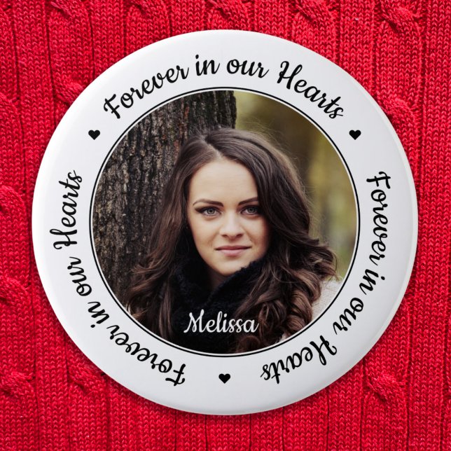 Funeral Forever in our Hearts Photo Memorial 6 Cm Round Badge (Creator Uploaded)