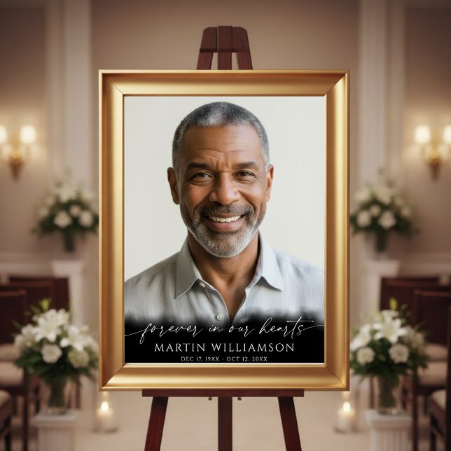 Funeral Forever In Our Hearts Photo Modern Script Poster (Creator Uploaded)