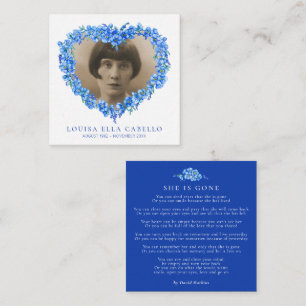 Funeral forget-me-nots she is gone poem blue note card