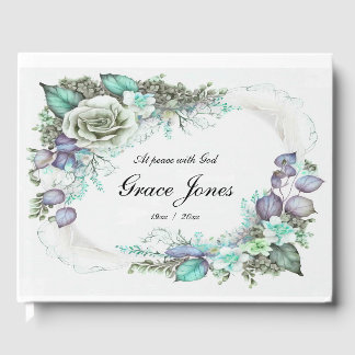 Funeral Guest Book Floral on white Customisable