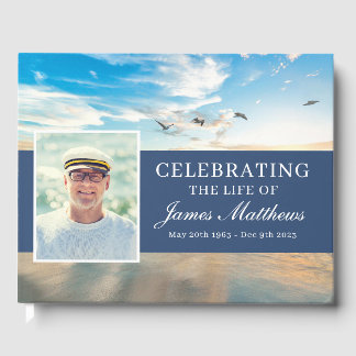 Funeral Guest Book with Beautiful Beach Design