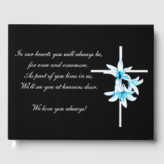 Funeral Guestbook Floral Cross