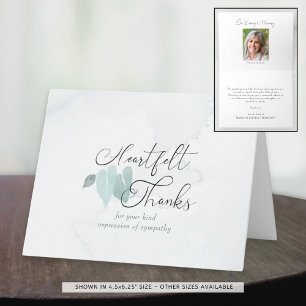 Funeral Heartfelt Thanks Green Heart Leaves Thank You Card