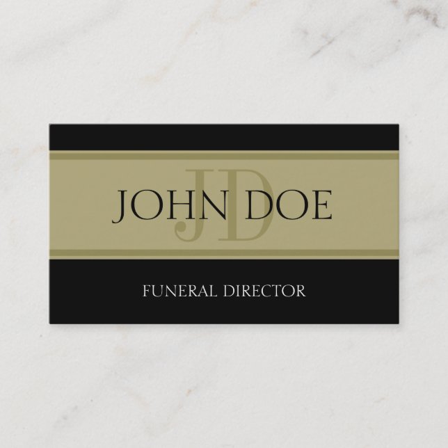Funeral Home Black/Golden Banner Business Card (Front)