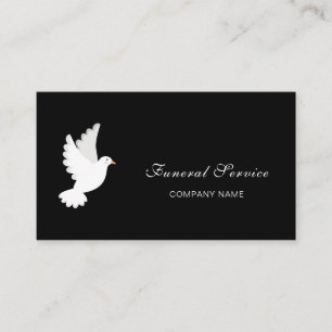 Funeral home service black white dove QR code Business Card