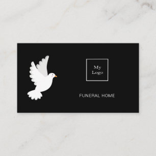 Funeral home service black white dove QR code Business Card