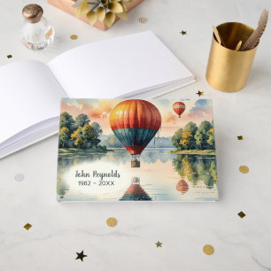 Funeral Hot Air Balloons with Water Reflection Guest Book