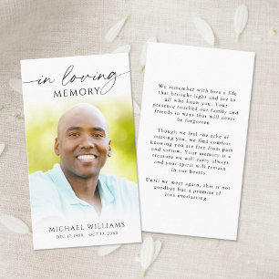 Funeral In Loving Memor Photo Prayer Card