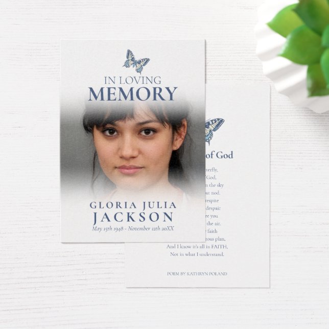 Funeral in loving memory blue butterfly poem (Desk)