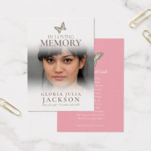 Funeral in loving memory butterfly pink poem