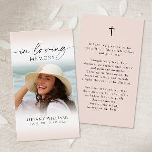 Funeral In Loving Memory Cross Photo Prayer Card