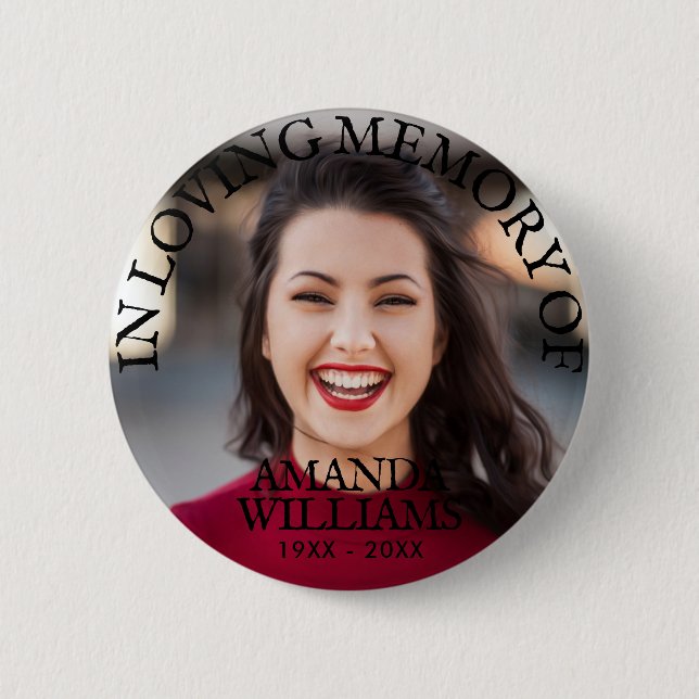 Funeral In Loving Memory Photo Button (Front)