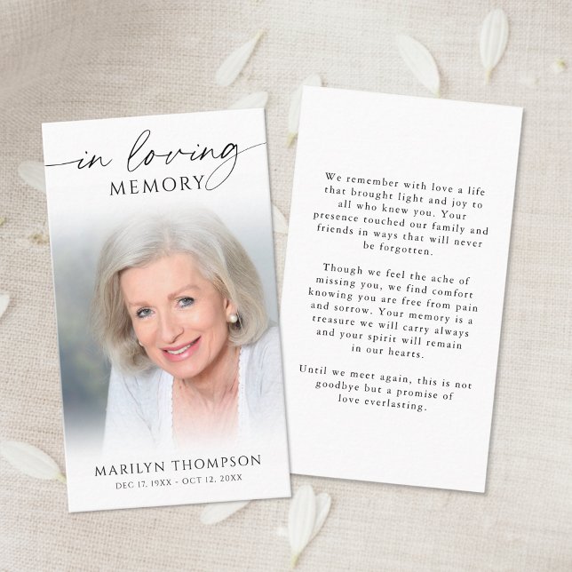 Funeral In Loving Memory Photo Prayer Card (Creator Uploaded)