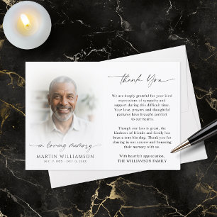 Funeral In Loving Memory Photo Thank You Card