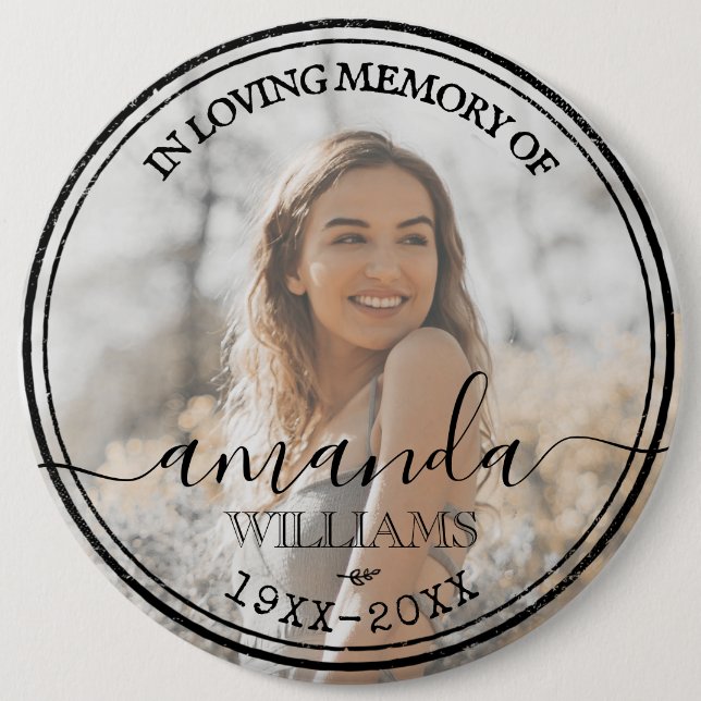 Funeral In Loving Memory Remembrance Photo Large 6 Cm Round Badge (Front)