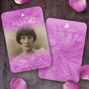 Funeral in loving memory rose prayer / poem card