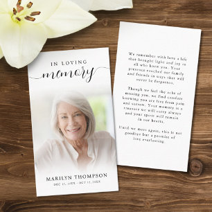 Funeral In Loving Memory Script Photo Prayer Card