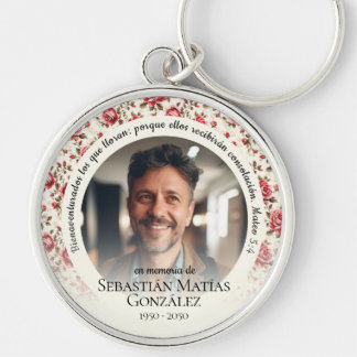 Funeral In Loving Memory Spanish Photo Key Ring