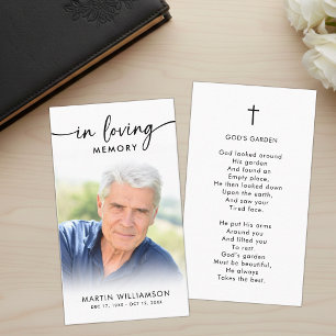 Funeral In Memory Photo Cross Prayer Card