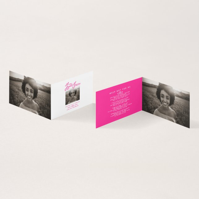 Funeral in our hearts forever pink poem card (Inside and Outside)