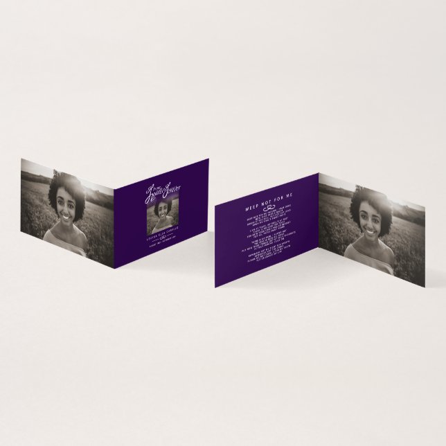Funeral in our hearts forever purple poem card (Inside and Outside)