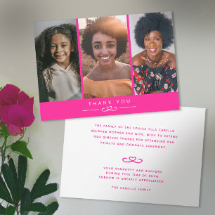 Funeral in our hearts pink photos thank you card