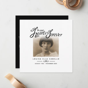 Funeral in our hearts she is gone poem white black card