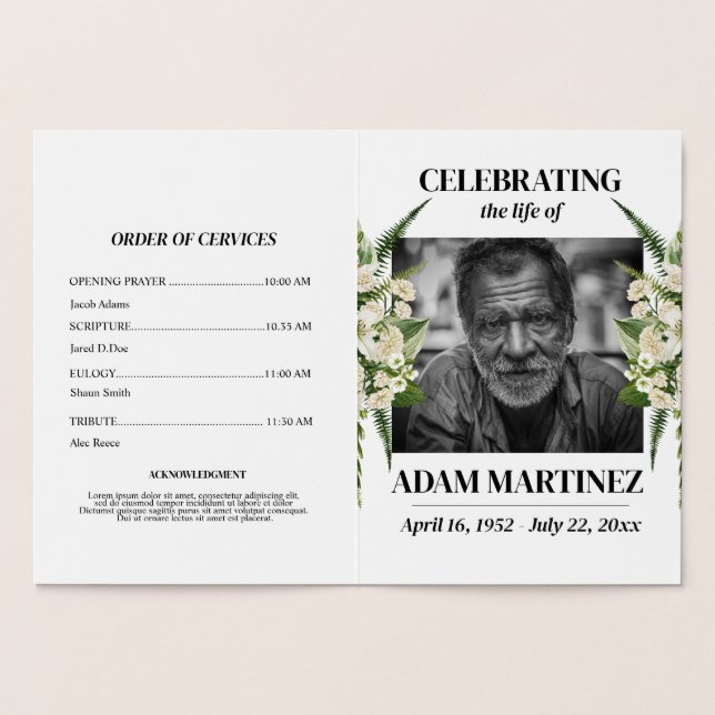 Funeral Invitation Celebration Of Life Floral (Inside)