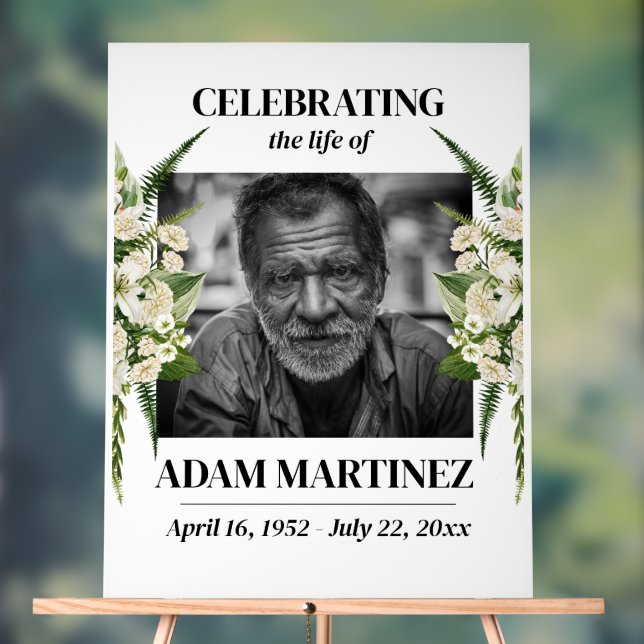 Funeral Invitation Celebration Of Life Floral Acrylic Sign (Neutral)